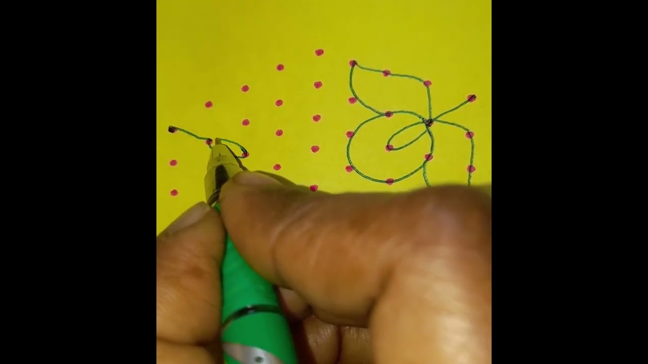 9×5dots rangoli/Simple kolam designs with dots/easy daily Muggulu for beginners