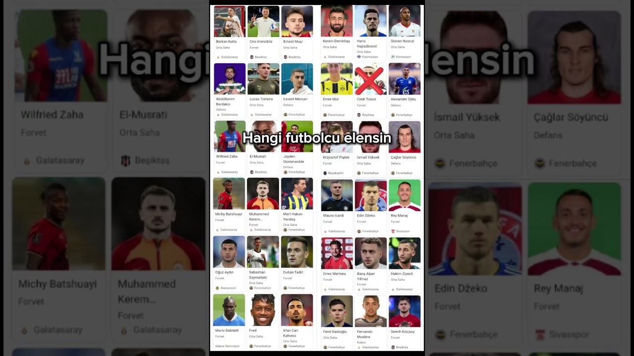Süper ligden hangi futbolcu elensin 