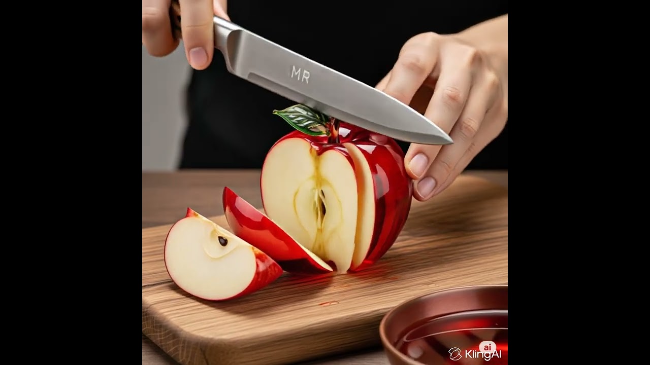 red apple cutting ASMR