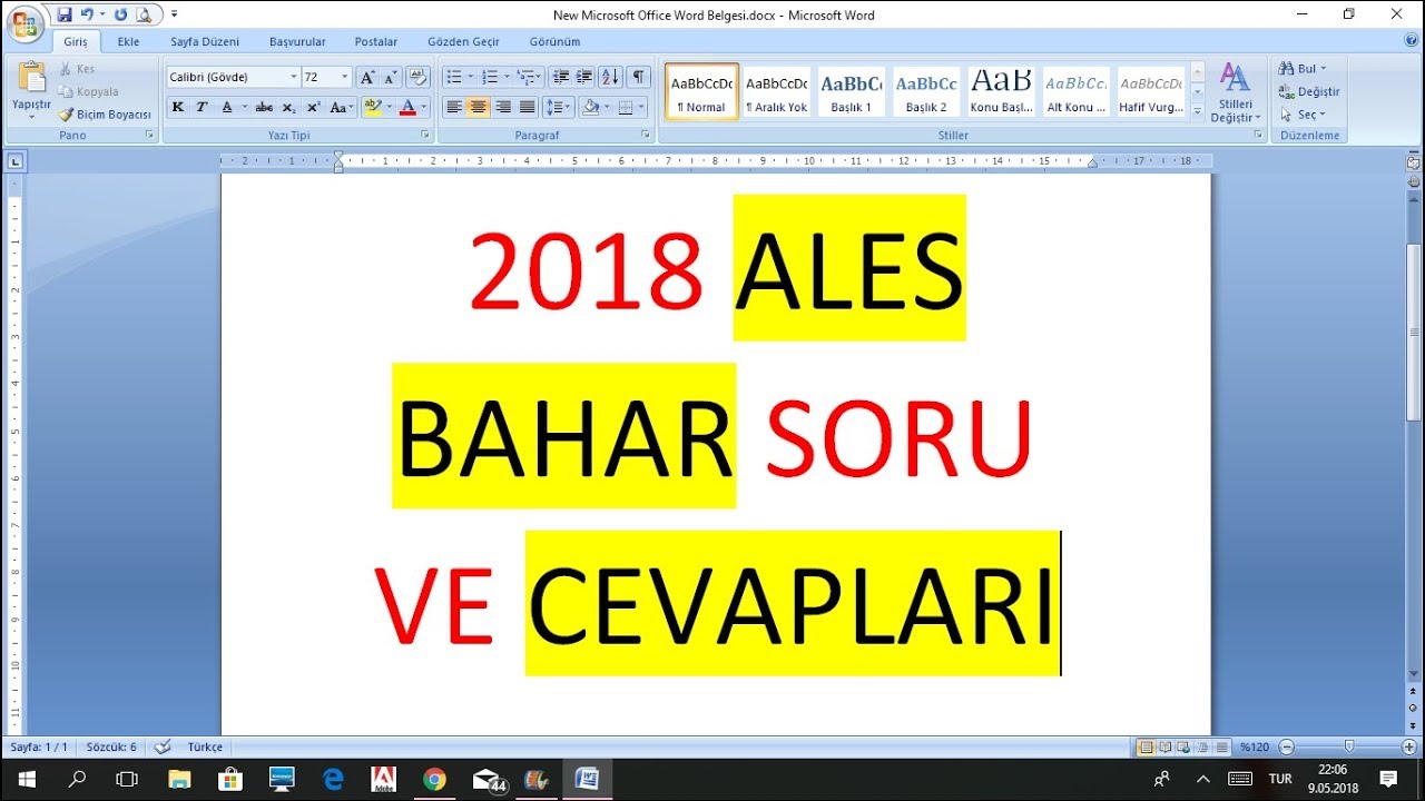 2018 ALES BAHAR SORU VE CEVAPLARI1 YouTube