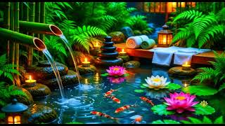 🌿 Relaxing Piano Music | Bamboo Water, Lotus Pond & Koi Fish for Deep Sleep | 4K UHD [1 Hour] screenshot 4