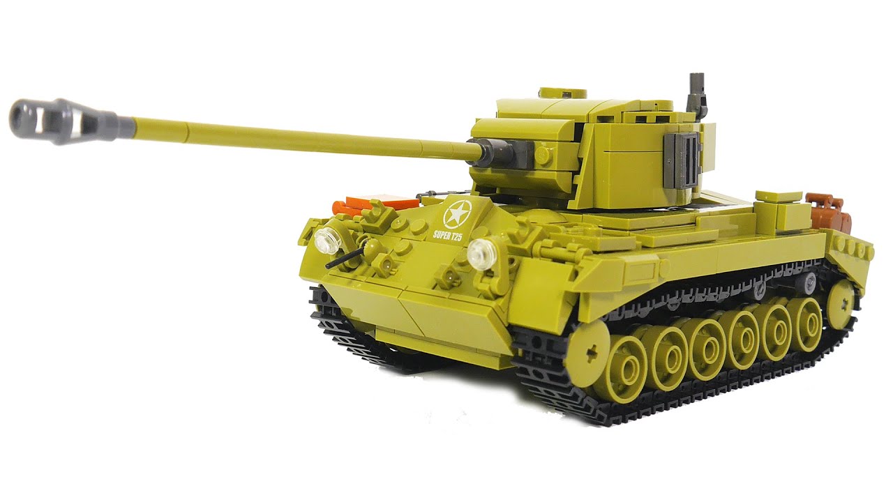 Sluban Building Block Toys WW2 Army M26E1 Pershing Medium Tank 742PCS  Bricks B0860 Military Construction Fit With Leading Brands