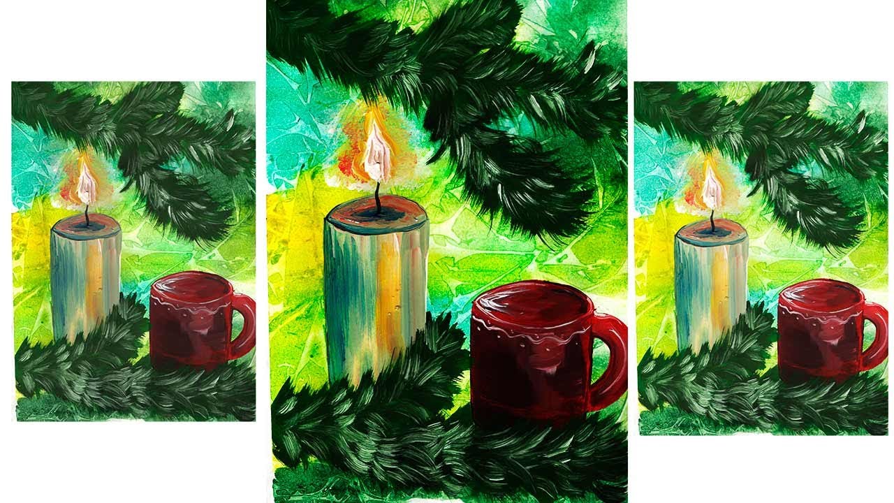 Рисунок свечи гуашью