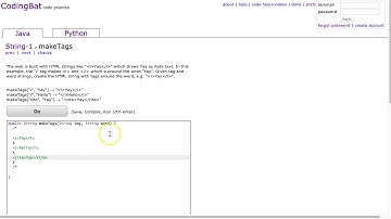 Codingbat - makeTags (Java)