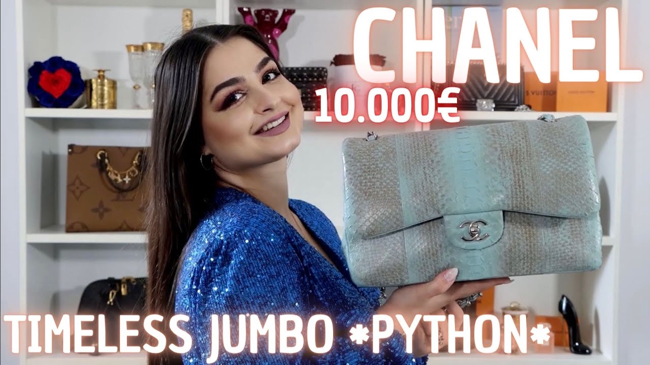 Chanel Timeless Jumbo Python Leather Bag I Chanel Jumbo I Chanel