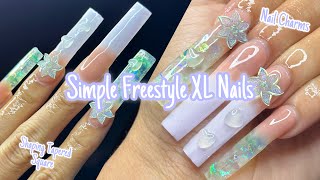 Simple Ombré Freestyle | Using Makartt Polygel | Nail Charms🤍 | Nail Designs For Beginners