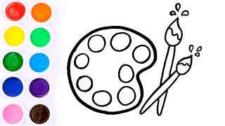 Como Dibujar y Colorear una Paleta de Pintura - Dibujos Para Niños / FunKeep