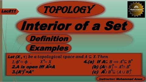 Topology||Lec#11||Interior of a Set||Definition+Examples+Theorem||Mathematics Instructor