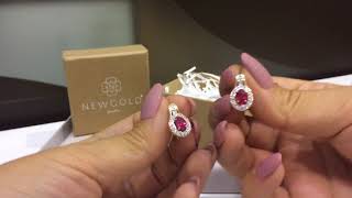 Серьги 804 из красного золота 585 пробы с рубинами и бриллиантами