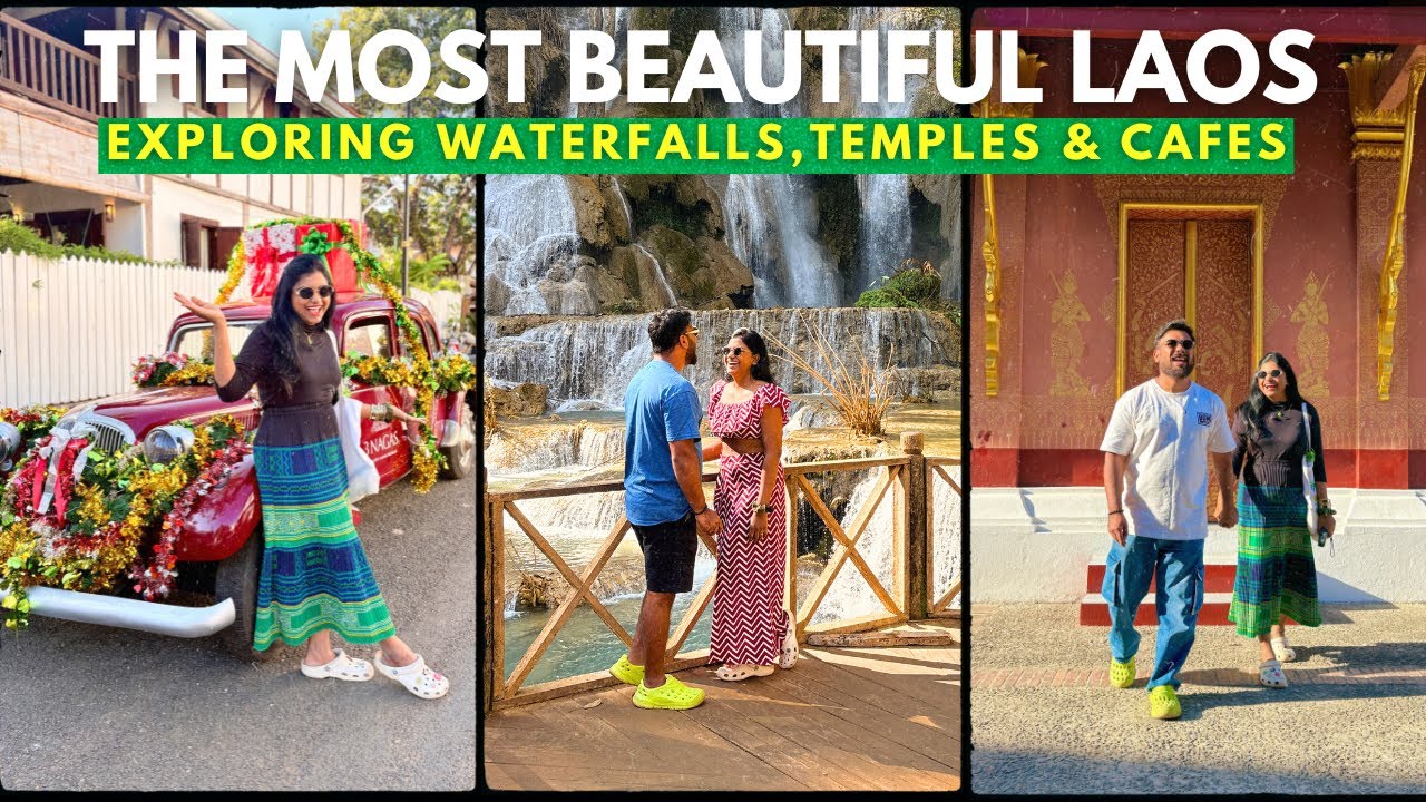 Day 3 Laos - Kuang si Waterfalls | Hut cafes | Laos Heritage Temples| 3days in Luang Prabang