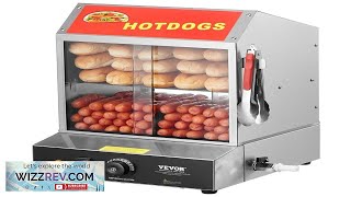 VEVOR Commercial Hot Dog Steamer 2 Tier Electric Bun Warmer 28.5QT Slide Doors