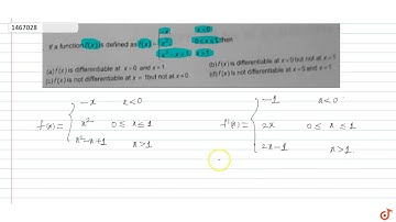 If a function `f(x)` is defined as `f(x)={-x , x  lt 0, x^2, 0 le x le t and x^2-x+1, x  gt 1`