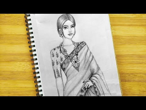 How to Draw a Girl in Saree ll Traditional Girl drawing ll Girl drawing | Girl  drawing, Drawings, Art