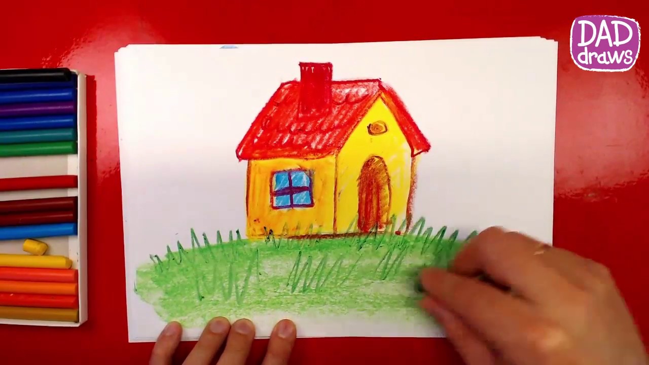 How to draw a House / Oil Pastels / art for kids YouTube
