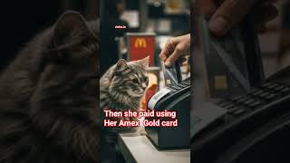 #DreamScreenAI Cat eating at MacD and then pay her meal using Amex gold card #digitaldreams #dream