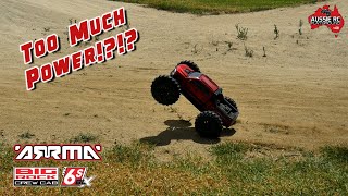 It's too FAST!! ARRMA Big Rock Crew Cab 6S with Rocket motor 17T Pinion 6S Run