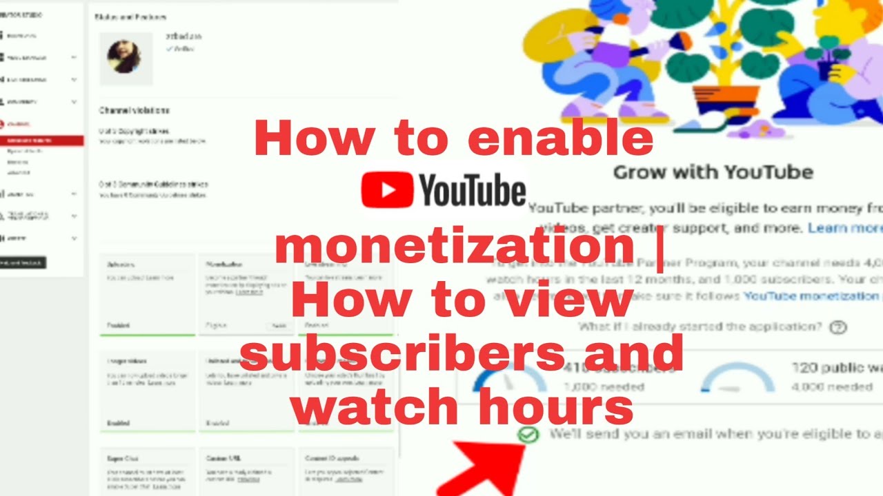 HOW TO ENABLE YOUTUBE MONETIZATION | HOW TO VIEW SUBSCRIBERS AND WATCH