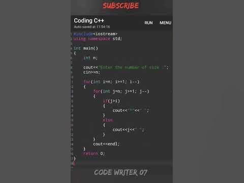 Normal C++ pattern program tutorial video || 💯🧠 #coding #youtubeshorts ...
