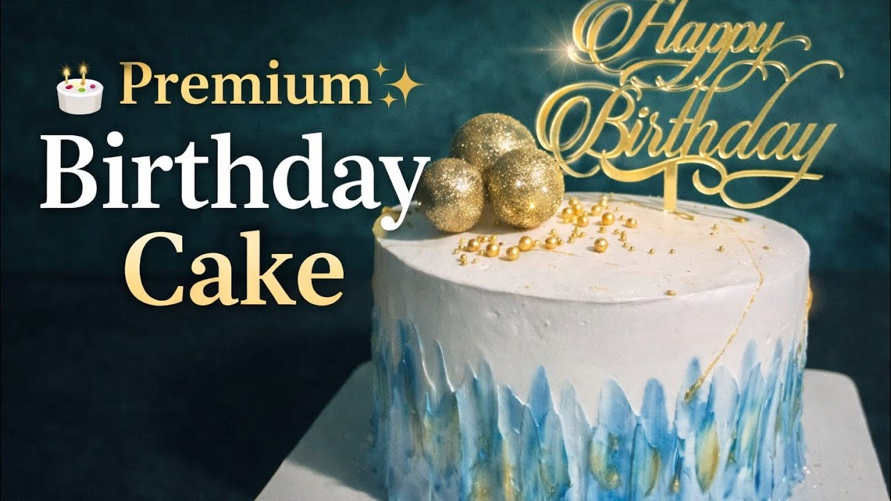 White Blue Birthday Cake Decoration | Simple & Elegant Cake Design