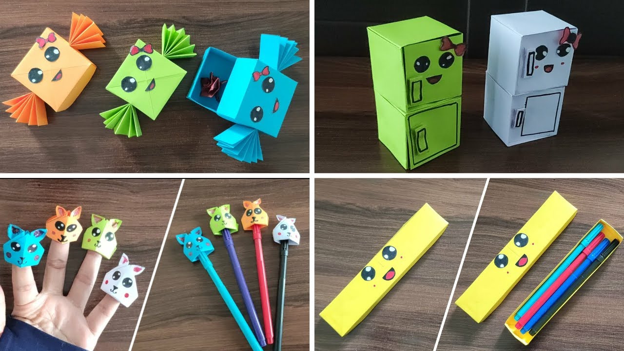 DIY 4 Easy Minature Craft Idea School Craft Idea/ school hacks/ Origami craft/ paper gift idea