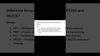 Difference between GET, POST, PUT, PATCH and DELETE? | #interview #java #interviewquestion