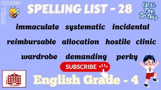 English Grade 4 Spelling List 28 #spellchamp #grade4students #englishspelling