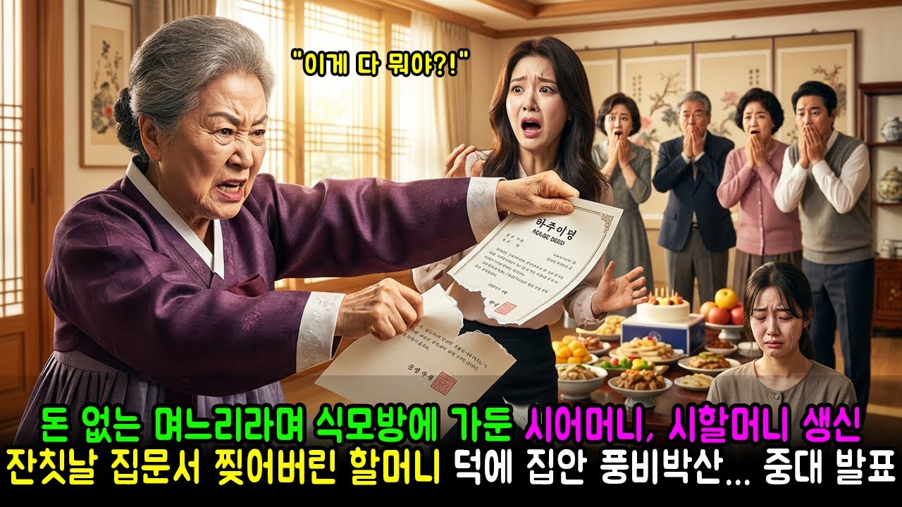 돈 없는 며느리라며 식모방에 가둔 시어머니, 시할머니 생신 잔칫날 집문서 찢어버린 할머니 덕에 집안 풍비박산... 중대 발표 | 반전사연 | 감동사연 | 노후사연 | 막장사연