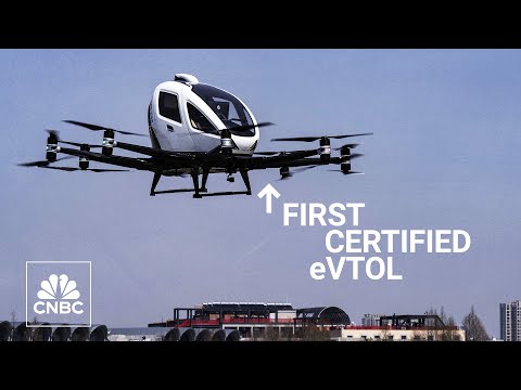 Видео: Take a ride inside Ehang’s fully autonomous, two-seater air taxi