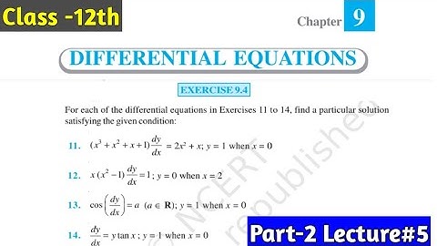 12th NCERT Exercise-9.4 ( part-2) Chapter-9(Differential Equation)|L#5|