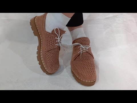 мокасины вязаные крючком на подошве часть2 - YouTube
