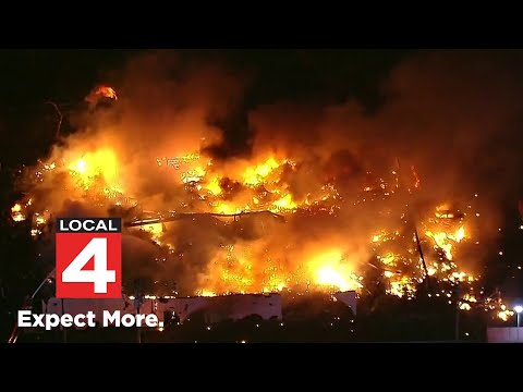 Explosions spark large industrial fire in Clinton Township