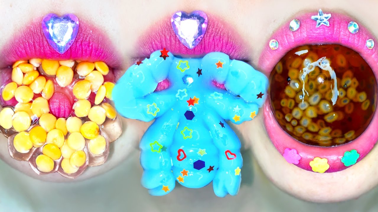 구름 벌레 젤리 콩 도넛 먹방 ASMR SODA BUG JELLY YELLOW BEANS DONUT COFFEE COOKIE