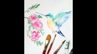 hummingbird watercolor easy painting tutorial