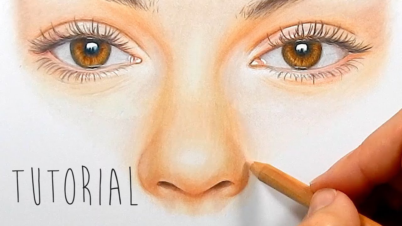 Tutorial | How to draw, color a realistic nose with colored pencils