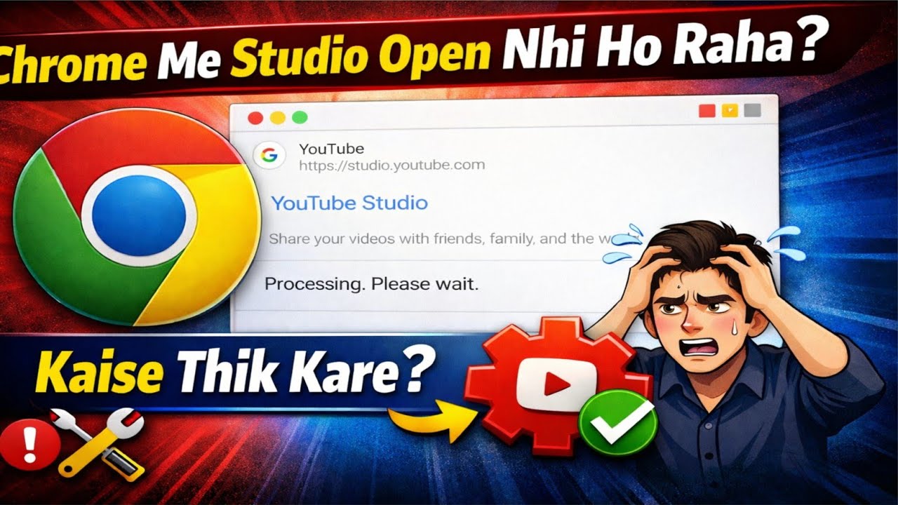 Chrome Me YouTube Studio Open Nahi Ho Raha? Processing Please Wait Fix!