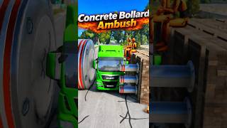 🛑🚛 Concrete Bollard Ambush 💀🔥 | Giant Bollard Smash Challenge | BeamNG.drive  #beamngdrive  #bollard