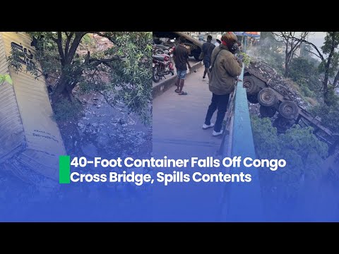 40 Foot Container Falls Off Congo Cross Bridge, Spills Contents