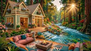 You Won’t Believe This Place Exists 🌸 Cozy Riverside Cabin | Firelight & Relaxing Piano