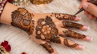 Very beautiful intricate henna design/stylish,minimal and easy mehendi design tutorial #hennabyatiya