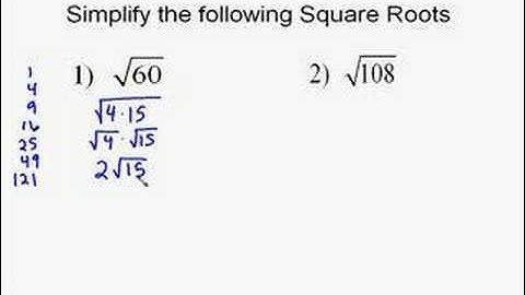 A19.1 Simplifying Square Roots