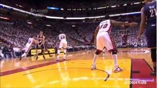 Udonis Haslem Flagrant on Hansbrough! Heat vs Pacers Game 5
