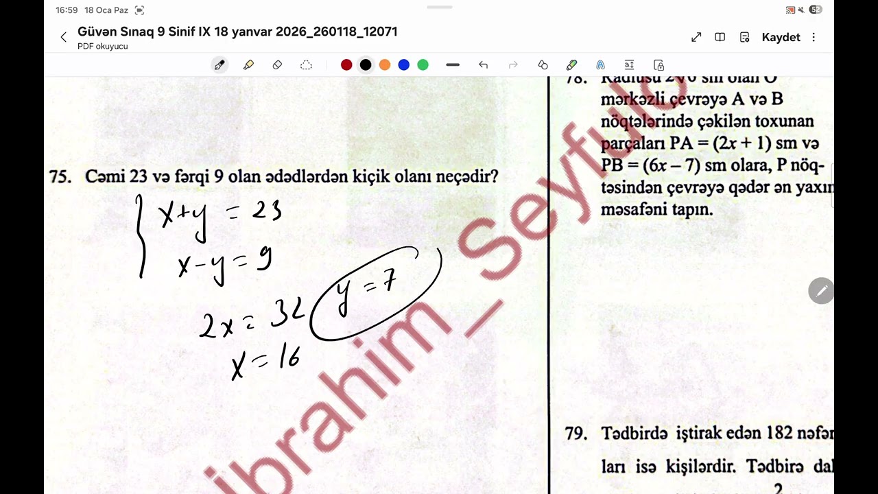 🔴Güvən sınaq 9/ 18.01.2026🔴Buraxılış 9-cu sinif Riyaziyyat