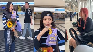🇺🇲 P'Char & papa is amazed with P'fa's handsome style at Ontaria Airport,LA, USA#ToursConcertUSA