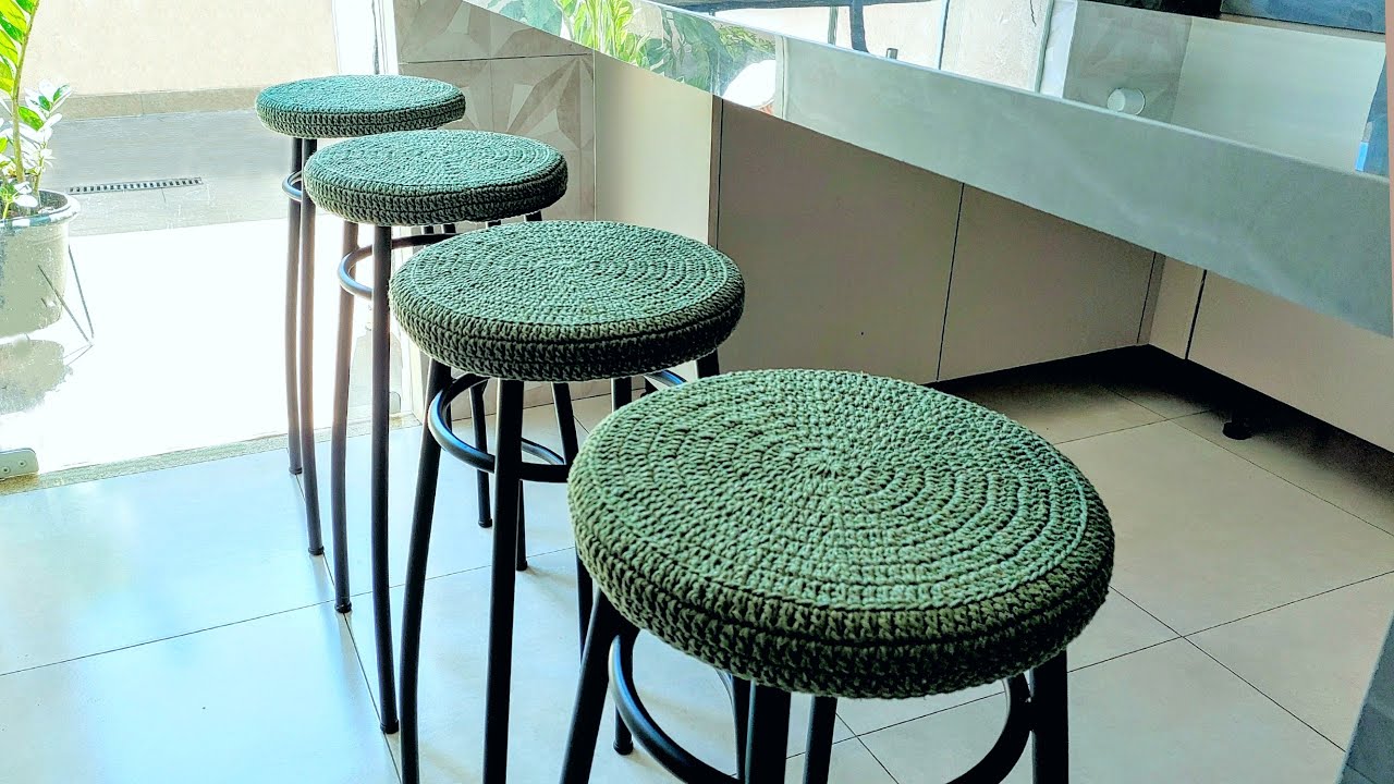 CAPA DE CROCHÊ PARA BANCO/BANQUETA EM CROCHÊ, PASSO A PASSO SIMPLES E FÁCIL DE FAZER