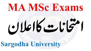 MA MSc Part 1 & 2 Annual 2022 Exams Official Dates Sargodha University