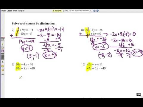 Solve Systems Of Equations Elimination Method Youtube