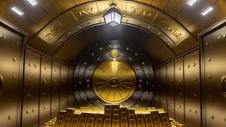 Free Stock Videos - the interior of a huge vault with a heavy vault door and gold bars and gold coin