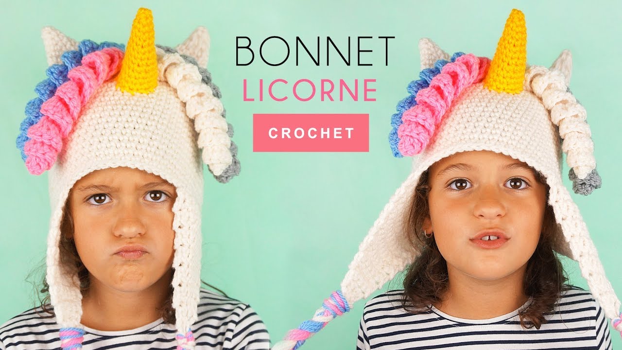 TUTO comment faire un bonnet licorne au crochet facile et rapide 