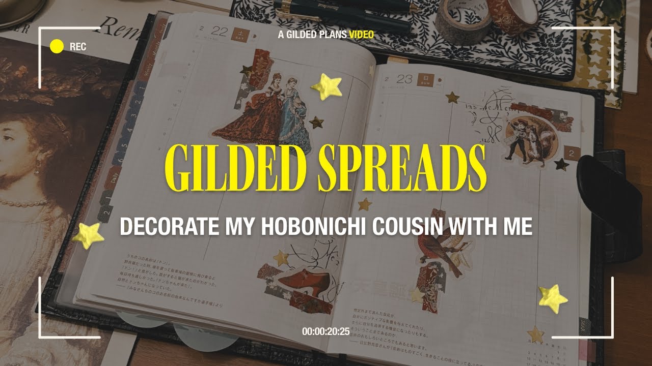 Gilded Spreads 🦢✨ | Episode 04 | Decorate My Hobonichi Cousin With Me - Antiquarian Sticker Edition