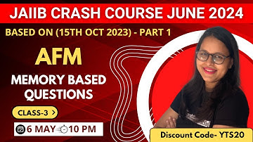JAIIB Crash Course June 2024 | AFM MEMORY BASED QUESTIONS (15th OCT 2023) - PART 1| Ambitious Baba